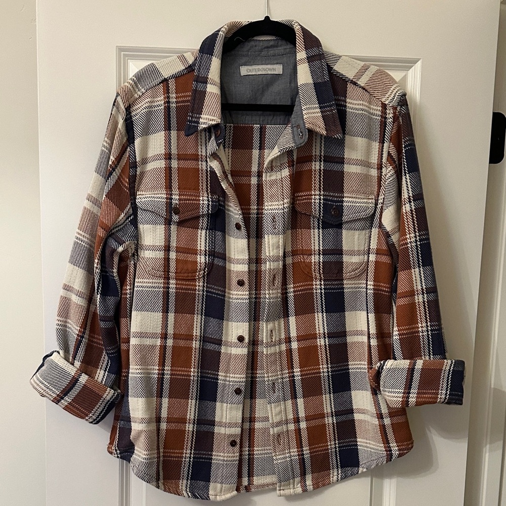 Outerknown Plaid Shirt - Navy, Rust, and Cream